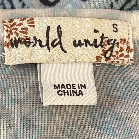 World Unity Blouse Womens Small Short Sleeve Beaded Scoop Neck Ladies Top Casual - Picture 7 of 10
